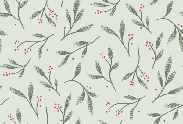 Winter Mistletoe Branches Mint Green