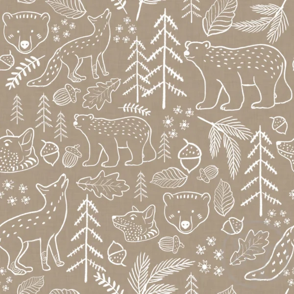 Bear Fox Doodle Taupe
