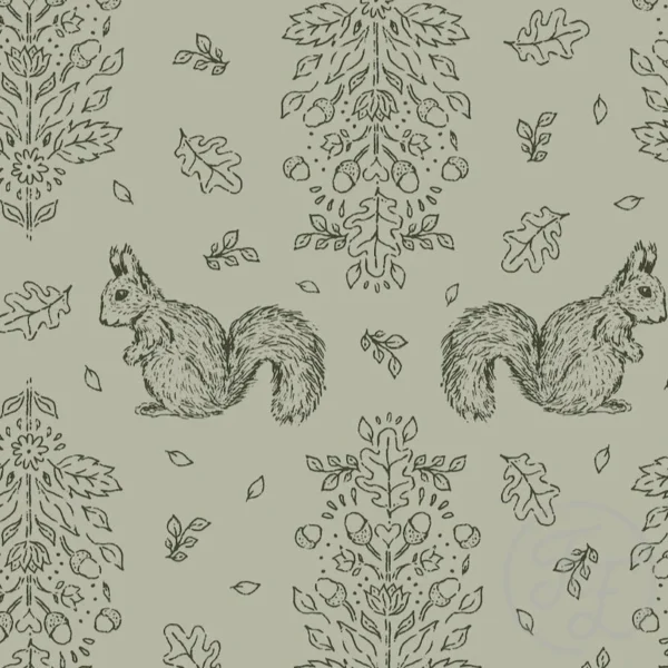 Floral Squirrel Green