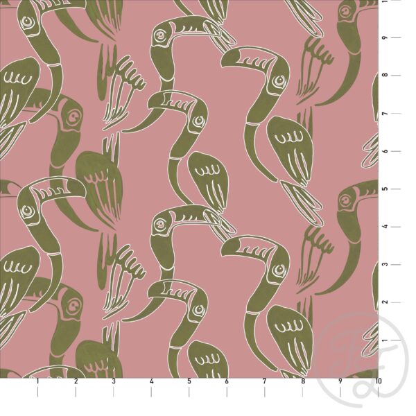 Olive Flock of Flamingos on Pink