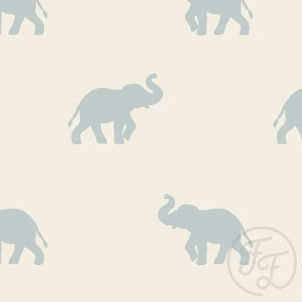 Elephant Silhouette Blue Beige
