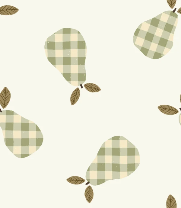 Gingham Pears Green Large