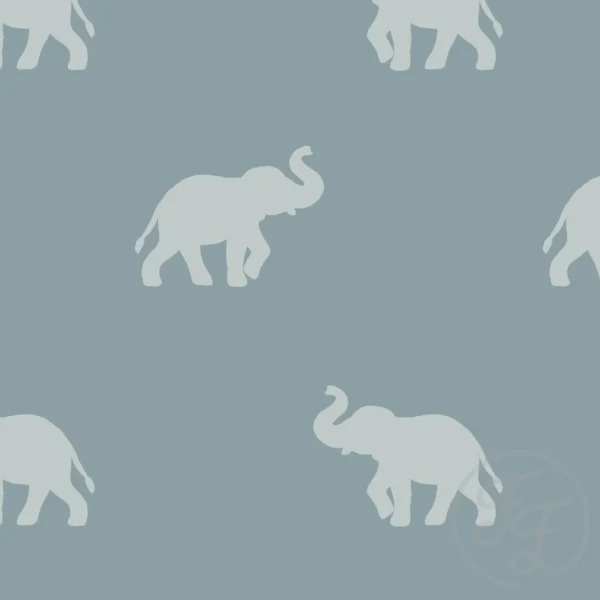 Elephant Silhouette Blue