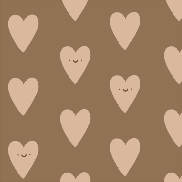 Happy Valentine Hearts Neutral Dark Brown