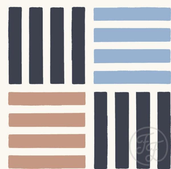 Marine Striped Check Navy Blue Creme Brown