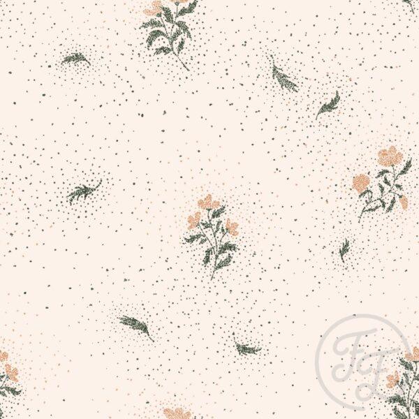 Floral Dots in Green and Peach