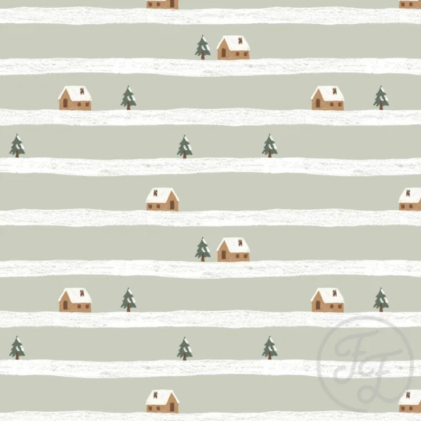 House in the Snow Stripe Green