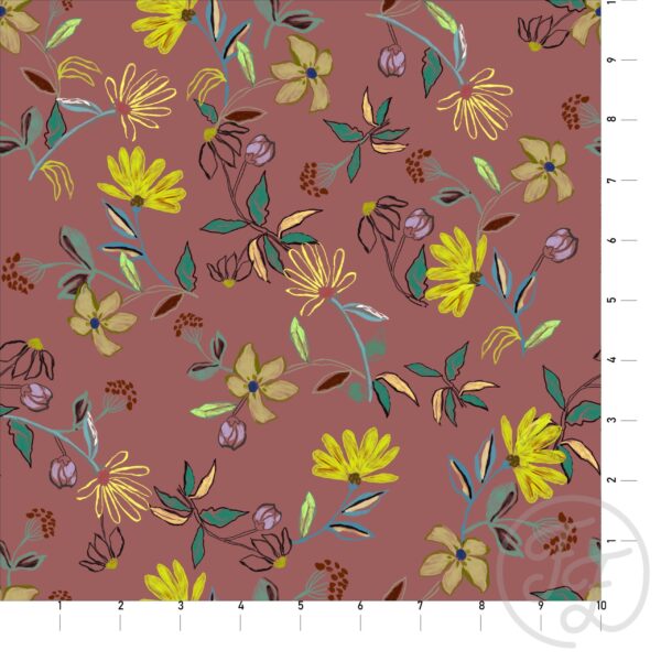 Painted Flora on Puce Pink