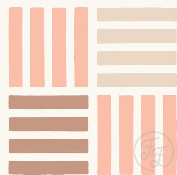 Marine Striped Check Peach Pink Creme Brown