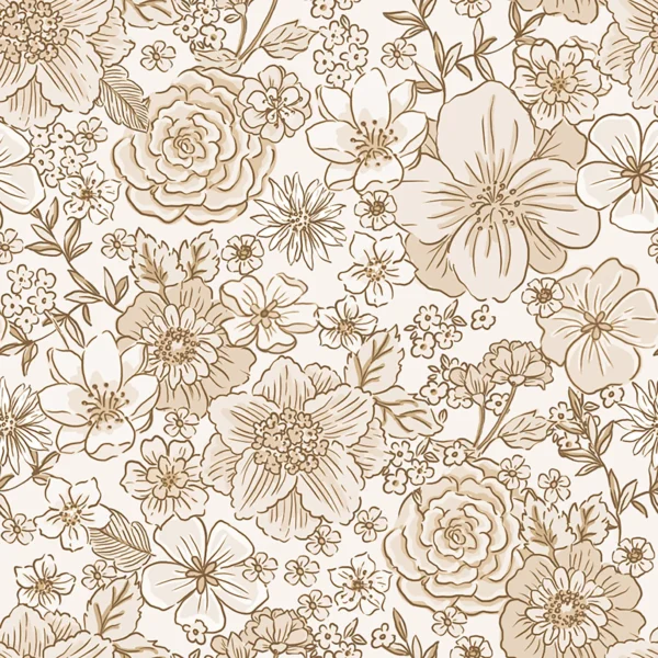 Retro Flowers Light Beige