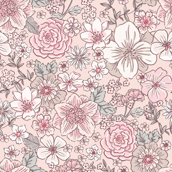 Retro Flowers Light Pink