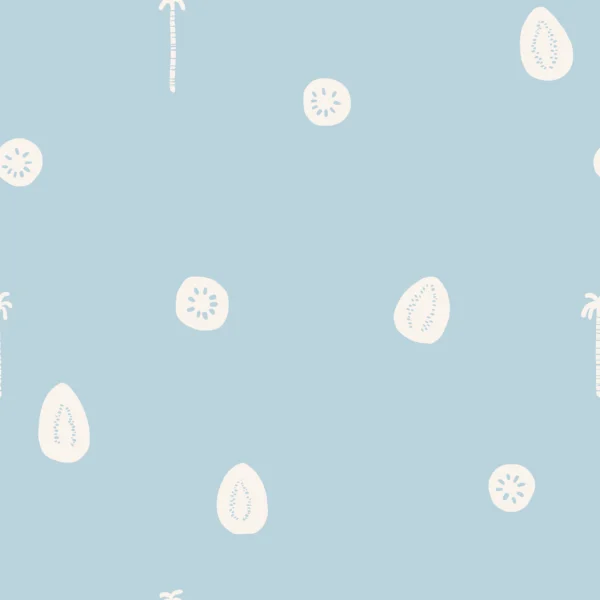 Tropical Shapes Blue Offwhite