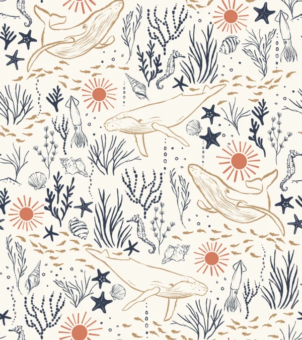 Under The Sea Multi Navy Blue Terracotta