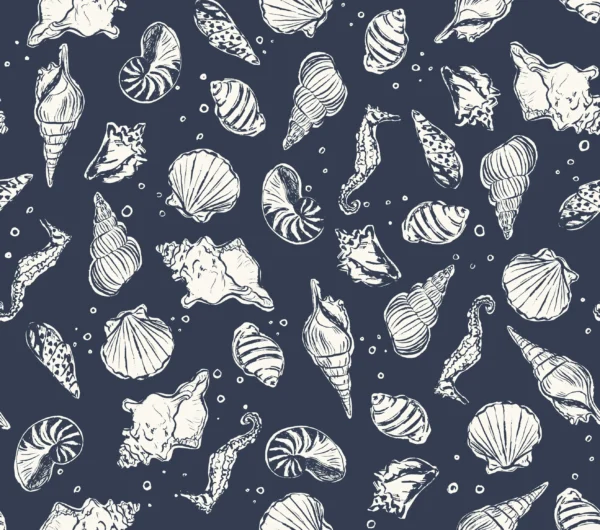North Shore Seashells Navy Blue