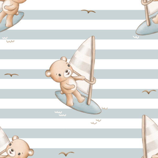 Bear on Windsurf Sky Stripes
