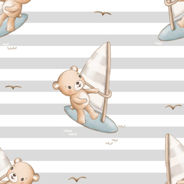 Bear on Windsurf Grey Stripes