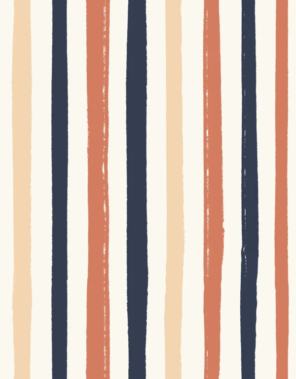 Rough Stripe Multi Terracotta Blue