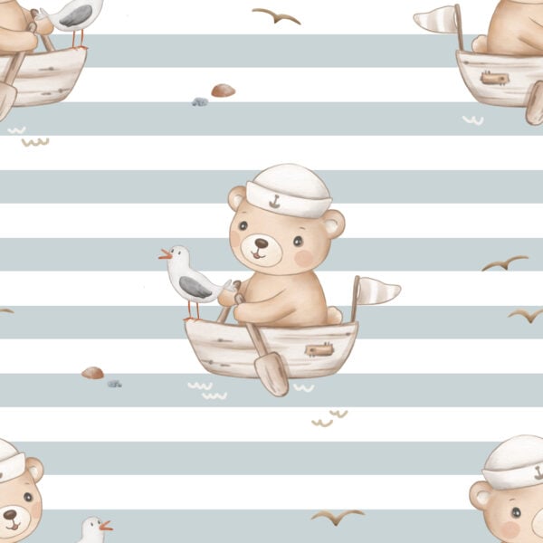 Bear on Boat Sky Stripes