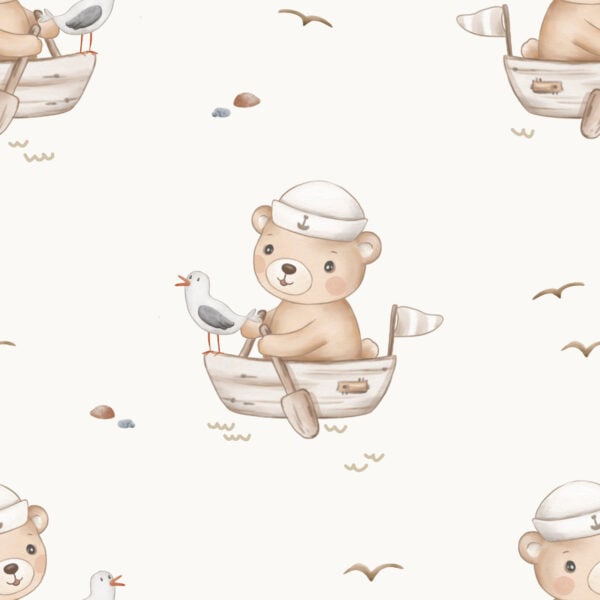 Bear on Boat Offwhite