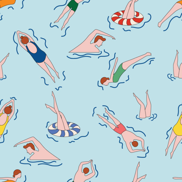 Swimmers in Tropical Blue