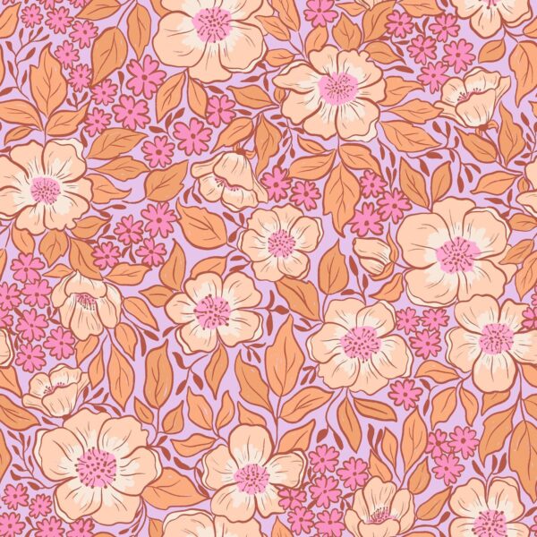 Garden Blooms Lilac Peach