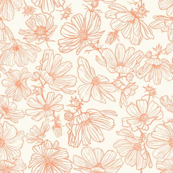 Summertime Floral Cream Coral