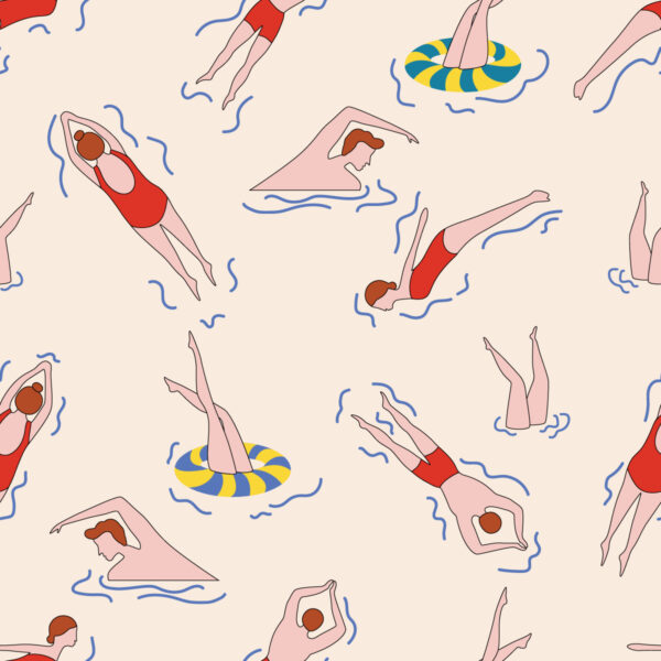 Swimmers in Antique White