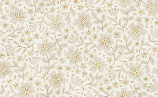 Folk Floral Block Print in Light Beige