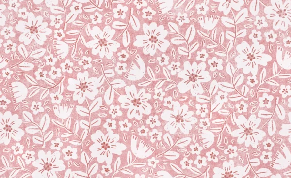 Folk Floral Block Print in Rosy Pink