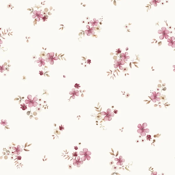 Floral Solveig Mauve Offwhite