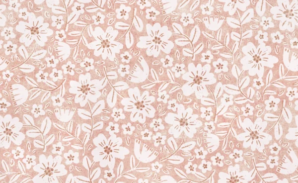 Folk Floral Block Print in Pastel Peach
