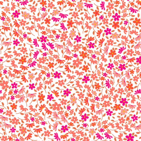 Ditsy Orange Flowers - Jersey 230 gsm - Per Half Meter