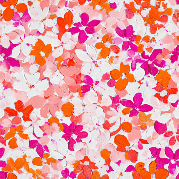 Hot Pink and Orange Blossom - Jersey 230 gsm - Per Half Meter