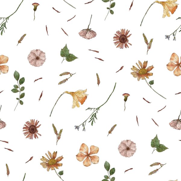 Watercolor Flowers White