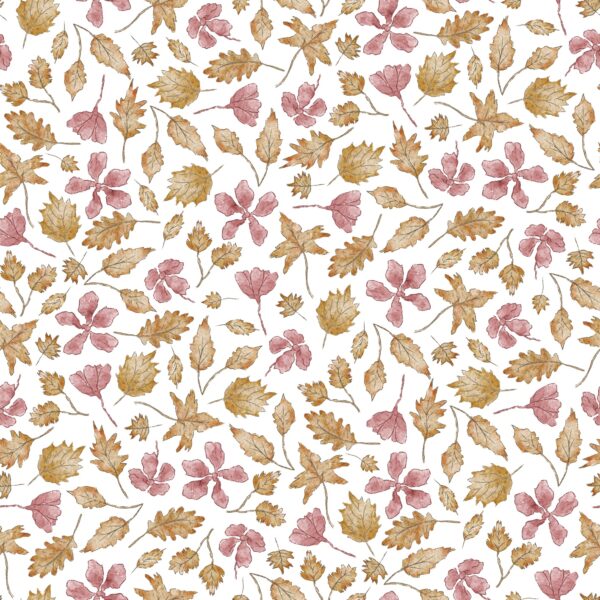 Autumn Leaves OldPink Flowers White