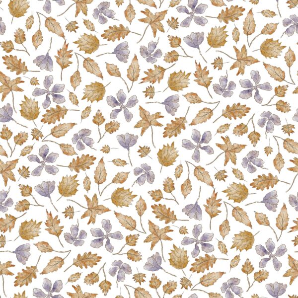 Autumn Leaves Purple Flowers White
